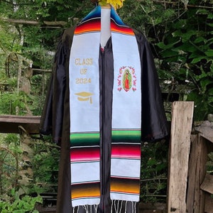 Virgen Mexican Sarape Graduation Stole, Personalized Stole