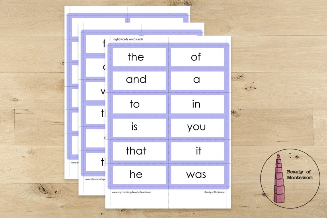 Tarjetas de palabras Montessori Sight Words Montessori Etsy España