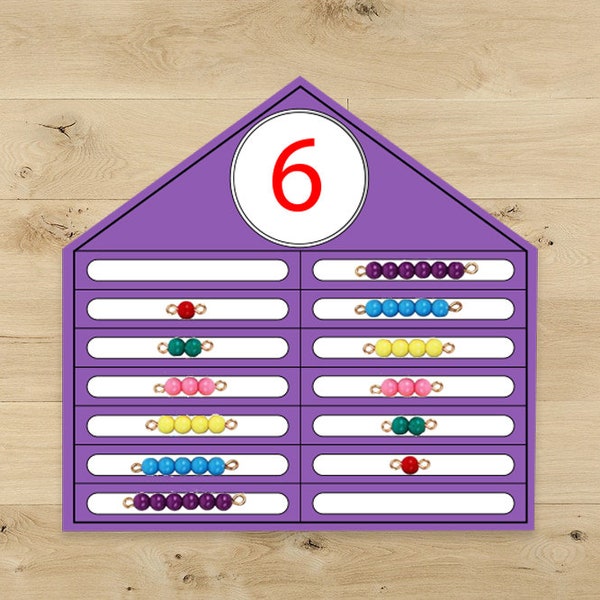 Montessori Bead Houses. Primary Math Work. Preschool Math Activity. Addition. Instant Download