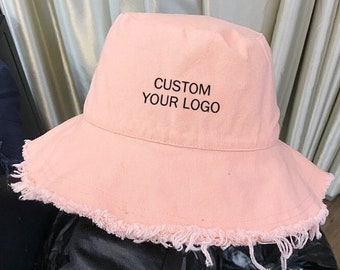 Embroidered Bucket hat Custom text hat Personalization Sun hat Gift for her Bachelorette Party Bride Bridesmaids Favorites pink hat 24042309