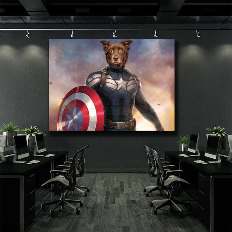 PM8 Cat Portraits Presents Superhero Portrait Custom Captain American Portrait Custom Pet Portraits