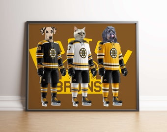 Custom NHL Hockey Fan Pet Portraitdog Cat 