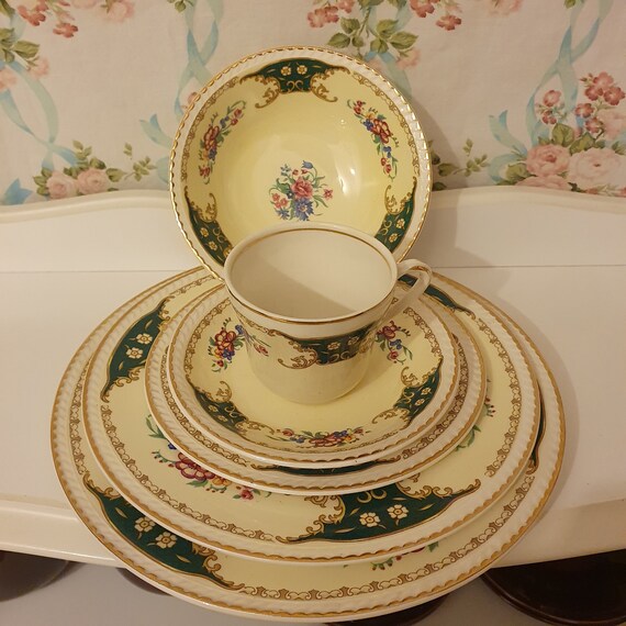イングランド ビンテージ 1950's Portland Pottery セット Staffordshire Portland Pottery Cobridge Dinner 6 Pics (1 Set
