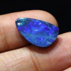 8 Cts Natural Australian Opal Doublet Blue Fire Cabochon Gemstone Size 19x12x4 mm Fancy Shape Australian Opal for Jewelry Making Gemstone