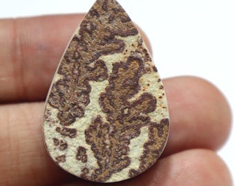 Psilomelane Dendrite Cabochon: Pear Shape Gemstone for Jewelry Making