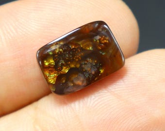 5 Cts Natural Mexican Fire Agate Cabochon Gemstone Size 12x9x4 mm Baguette Shape Fire Agate Loose Stone for Jewelry Making Gemstone