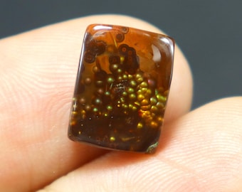 6 Cts Natural Mexican Fire Agate Cabochon Gemstone Size 12x9x5 mm Baguette Shape Fire Agate Loose Stone for Jewelry Making Gemstone