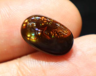 5 Cts Natural Mexican Fire Agate Cabochon Gemstone Size 14x9x5 mm Oval Shape Fire Agate Loose Stone for Jewelry Making Gemstone