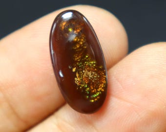7 Cts Natural Mexican Fire Agate Cabochon Gemstone Size 19x9x7 mm Oval Shape Wonderful Fire Agate Loose Stone for Jewelry Making Gemstone