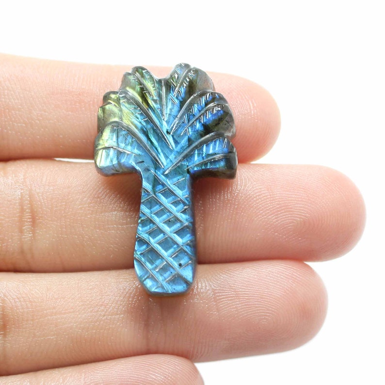 50/%OFF Natural Blue Flashy Labradorite Gemstone tree Shape Carving Labradorite Cabochon 35x21 mm Jewelry Gemstone LT-21
