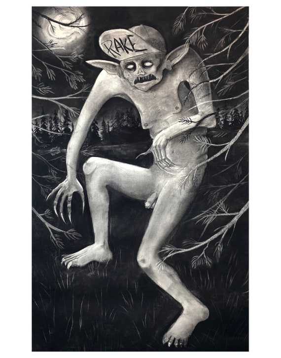 The Rake Digital Print of Original Charcoal Drawing 