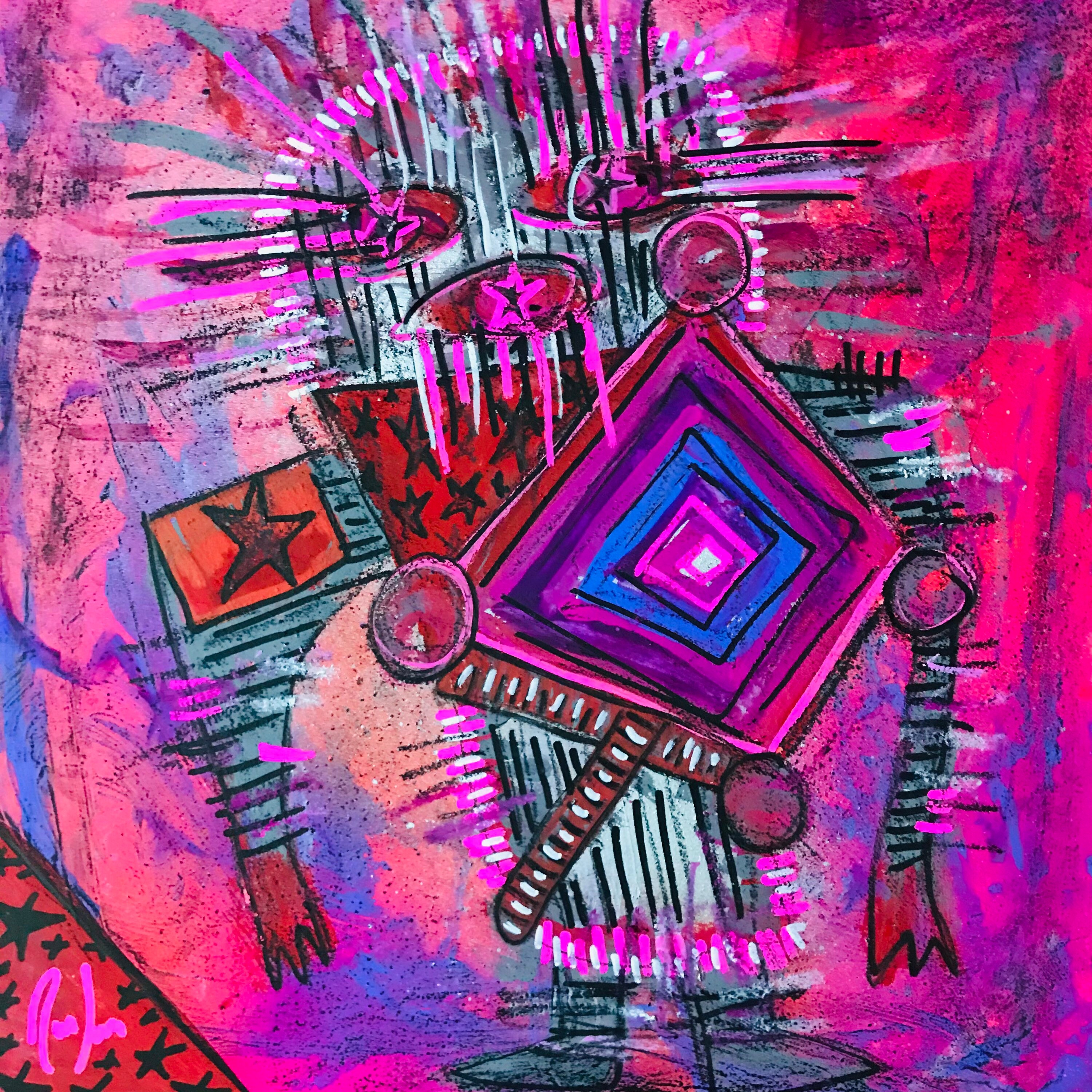 Original acrylic painting Mexican Art Size 30x30 cms Etsy