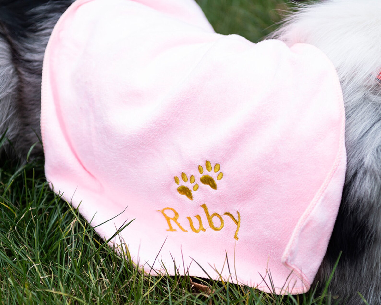 Personalized Dog Bath Towel with Big Paw Design Embroidered Etsy