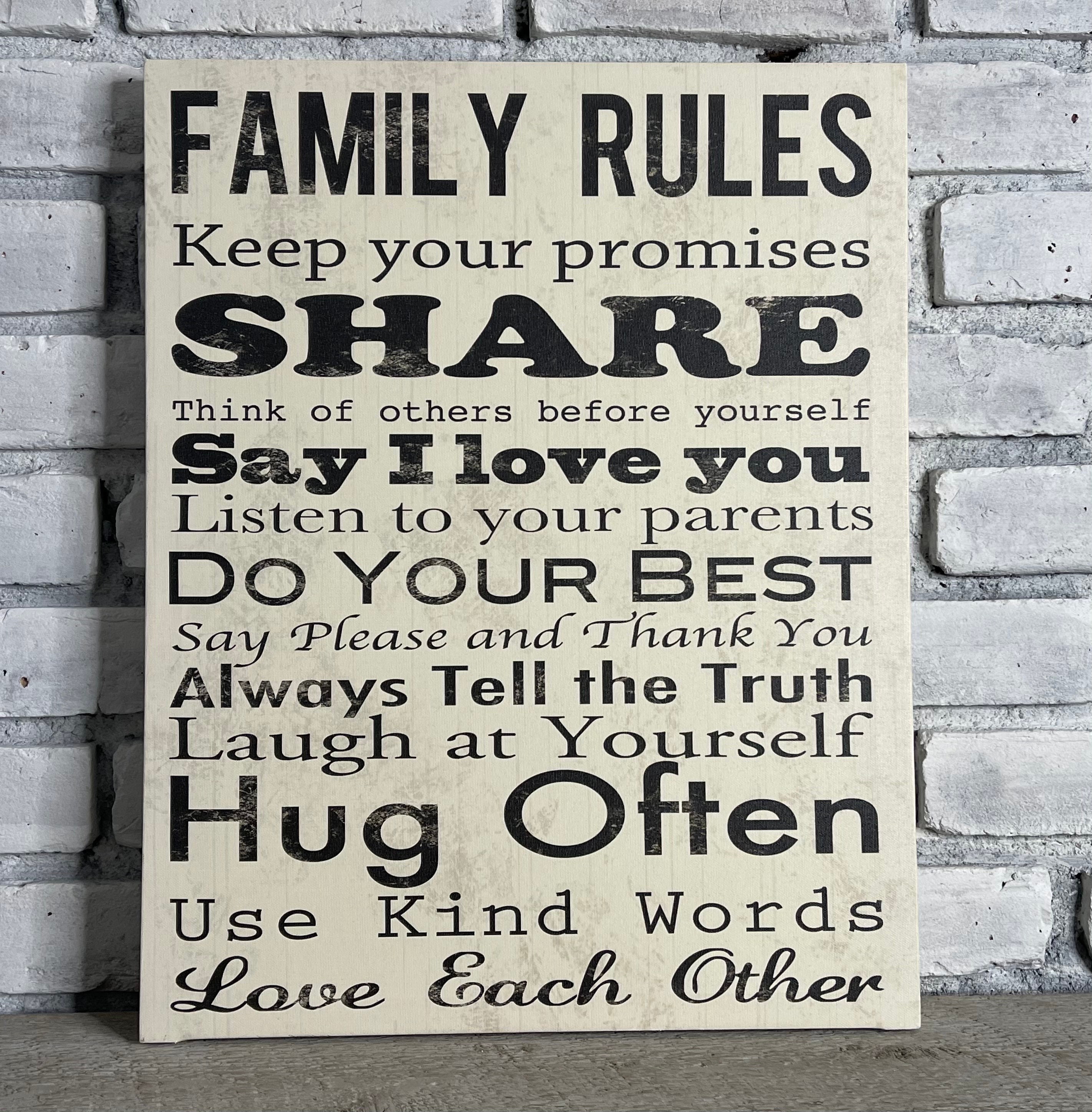 Family Rules Wall Hanging Wall Décor for Family Canvas Etsy