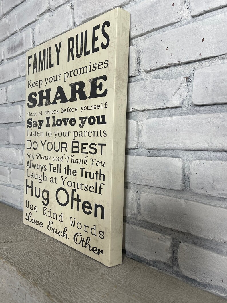Family Rules Wall Hanging Wall Décor for Family Canvas Etsy