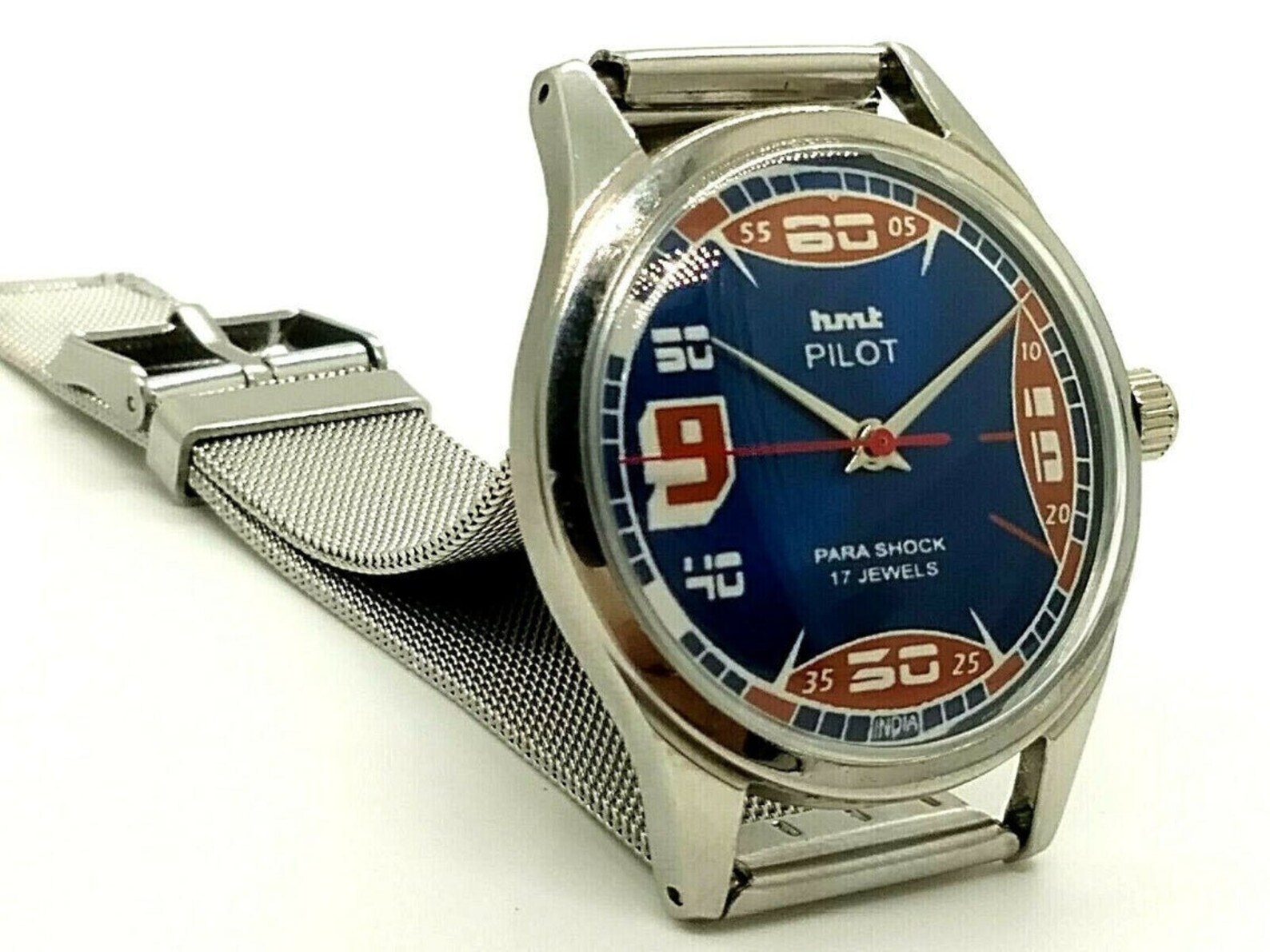 Blue Dial HMT Pilot 17J. Stainless Steel Mechanical Vintage Etsy UK