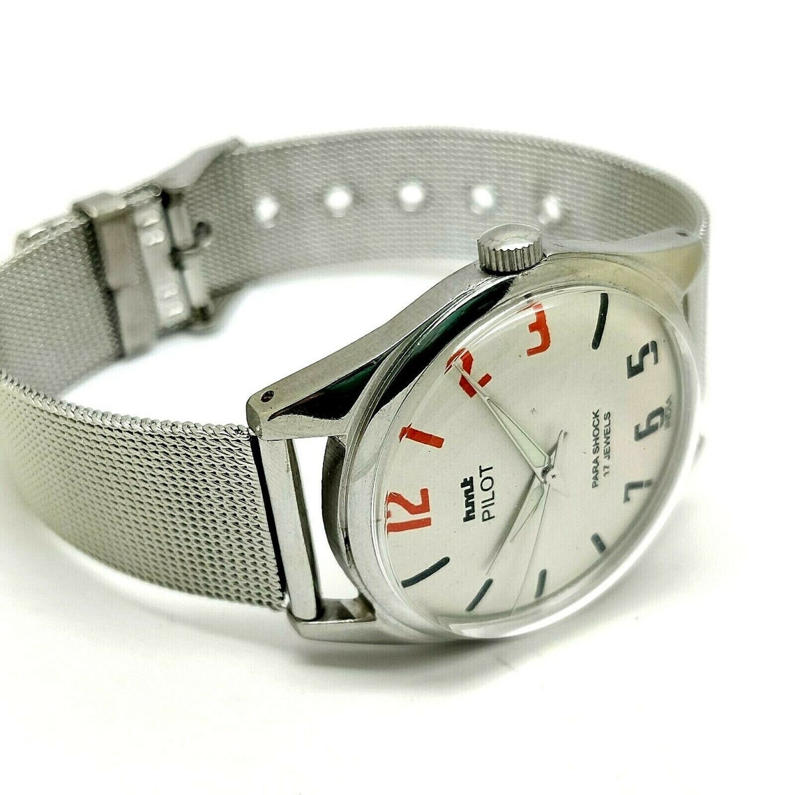 HMT Pilot Refurbished Mechanical Para Shock 17 Jewels Watch Etsy