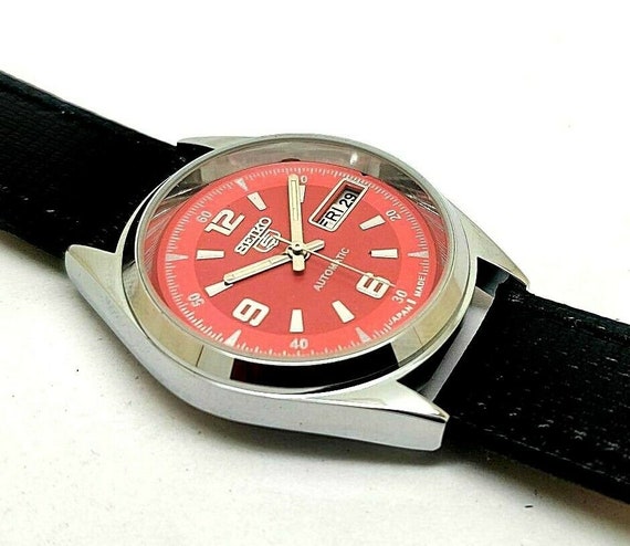 Buy 5 Automatic Japan Made Vintage Watch Red Dial Day Date Online in India -