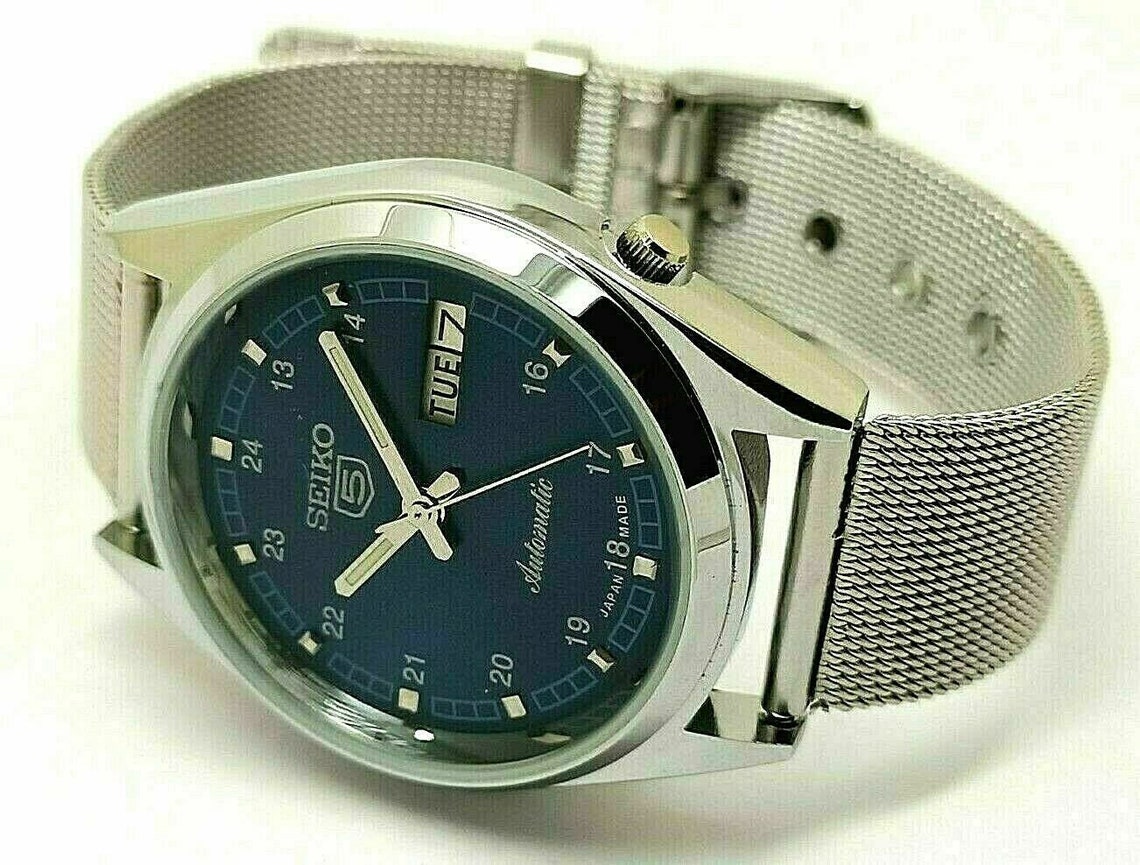 red and blue seiko watch