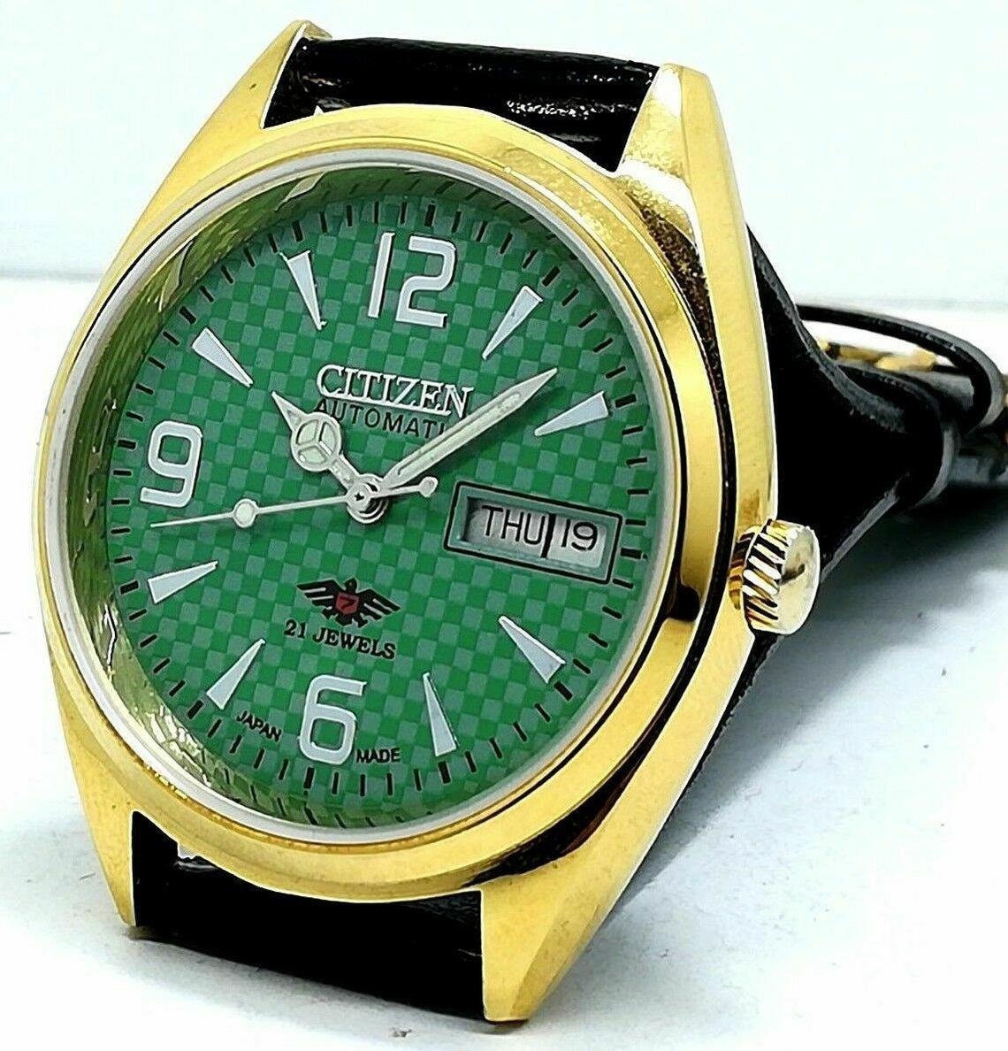 Citizen Automatic Day Date Green Color Dial Mens Wrist Watch Etsy UK
