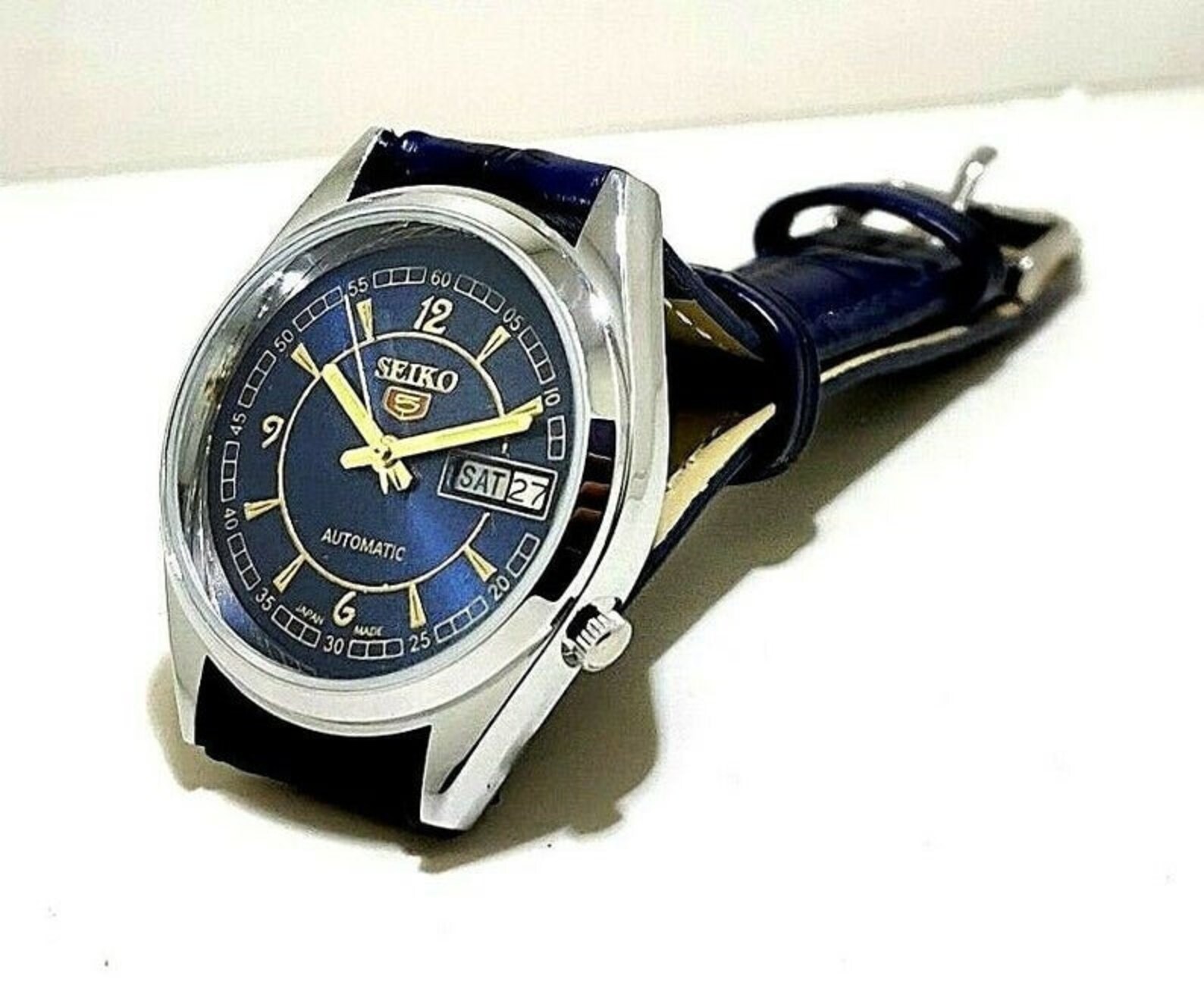 Seiko 5 Automatic Movement 6309 Automatic Blue and Golden Dial Etsy