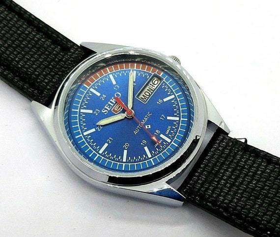 Buy Seiko 5 Automatic Japan Made Blue Color Dial Vintage Wrist Online India - Etsy