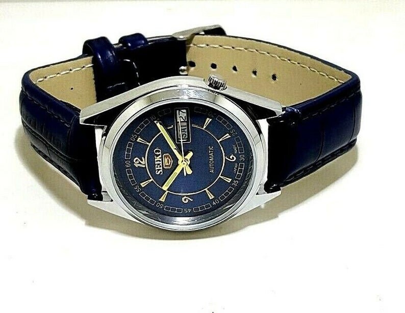 Seiko 5 Automatic Movement 6309 Automatic Blue and Golden Dial Etsy