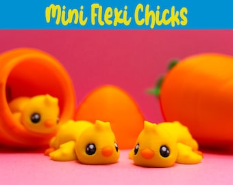 3D Printed Mini Fidget Chick in a Carrot Egg | Articulated Easter Basket Stuffer | Cute Flexi Toy | Stress Relief Gift | Sensory Fun
