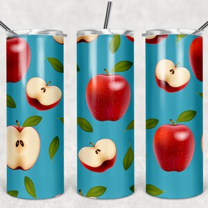Red Apple Slices tumbler wrap, Fruit, Apple Picking, Fall, digital DOWNLOAD for sublimation, 20oz tumbler design, skinny tumbler design