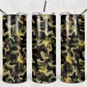 Camo and Stars tumbler wrap, Camo, Hunting, digital DOWNLOAD for sublimation, 20oz tumbler design, skinny tumbler design, digital art