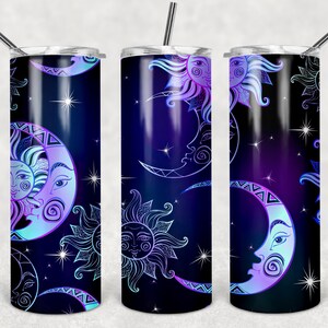 Sun and Moon tumbler wrap, Celestial tumbler wrap, digital DOWNLOAD for sublimation, 20oz tumbler design, skinny tumbler design, digital