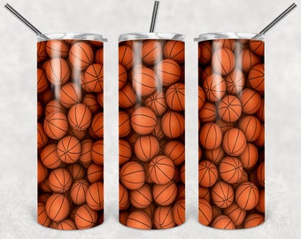 Envoltura de vaso de baloncesto, Juego, Pelotas deportivas, DESCARGA digital para sublimación, diseño de vaso de 20 oz, diseño de vaso delgado, arte digital