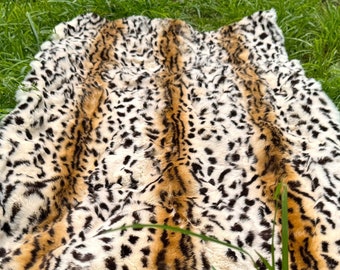 Luxurious Leopard Print Rabbit Fur, Leopard Print Fur, Genuine Rabbit Fur, Leopard Fashion, Animal Print, Cheetah - Jaguar Print Rabbit Fur