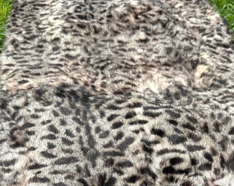 Cheetah Print Rabbit Fur Plate, Cheetah Fur for Crafts, Leopard Fur Fashion, Home Decor Fur, Genuine Rabbit Fur Sheet, White Cheetah Print