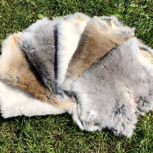 Genuine Rabbit Hide, Soft Natural Fur, White Rabbit Fur, Gray Rabbit Fur, Brown Rabbit Fur, Animal Pelt, Soft Rabbit Wool, Genuine Fur