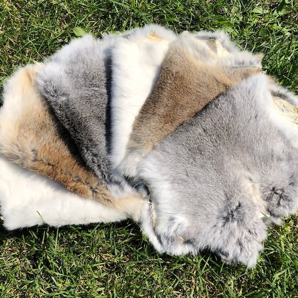 Genuine Rabbit Hide, Soft Natural Fur, White Rabbit Fur, Gray Rabbit Fur, Brown Rabbit Fur, Animal Pelt, Soft Rabbit Wool, Genuine Fur