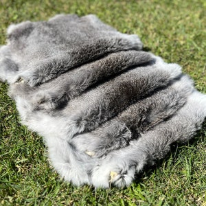 Natural Color Rabbit Hide, Genuine Fur, Rabbit Fur, Gray Rabbit Hide, Genuine Leather, Throw Fur, Soft Rabbit Wool, Fur for Craft, Soft Fur