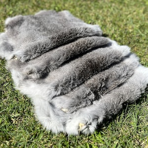 Natural Color Rabbit Hide, Genuine Fur, Rabbit Fur, Gray Rabbit Hide, Genuine Leather, Throw Fur, Soft Rabbit Wool, Fur for Craft, Soft Fur