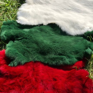 Pelliccia di coniglio colorata, morbida, luminosa, resistente, verde, bianca, rossa, pelliccia di coniglio, autentica pelliccia di lepre, pelliccia di coniglio di alta qualità, pelliccia conciata