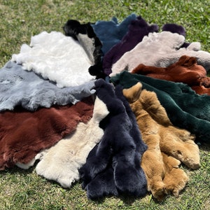 ECCEZIONALI 12 COLORI DIVERSI Pelliccia di coniglio Rex, Pelliccia di coniglio verde smeraldo, Pelliccia di coniglio giallo, Pelliccia di coniglio nero, Pelliccia di coniglio bianco, Pelliccia viola