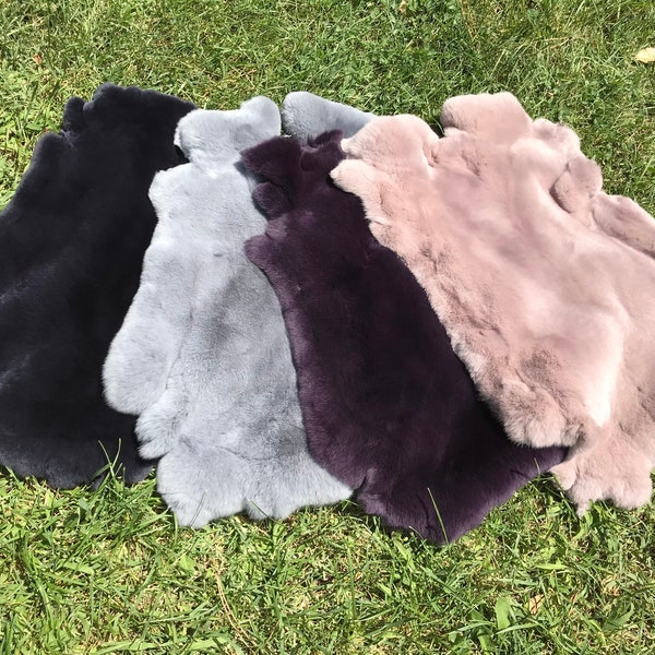 Rex Rabbit Fur 4 Different Amazing Rare Colors Soft Raised Shiny Throw Decor Fur For Christmas Gift for Women Pink Purple Navy blue Gray Fur