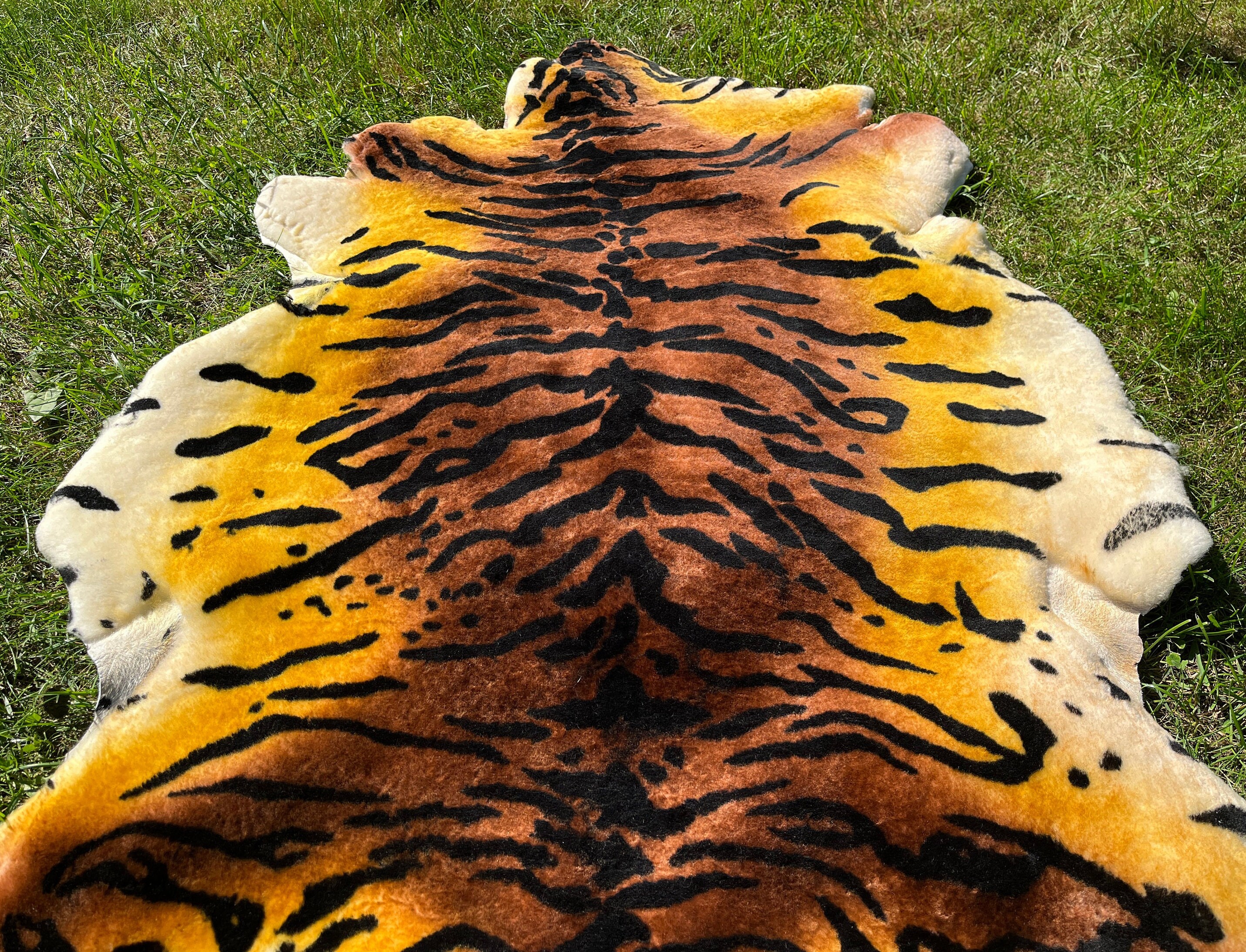 Tiger Print Sheepskin, Tibetan Tiger Rug, Genuine Sheepskin, Wild
