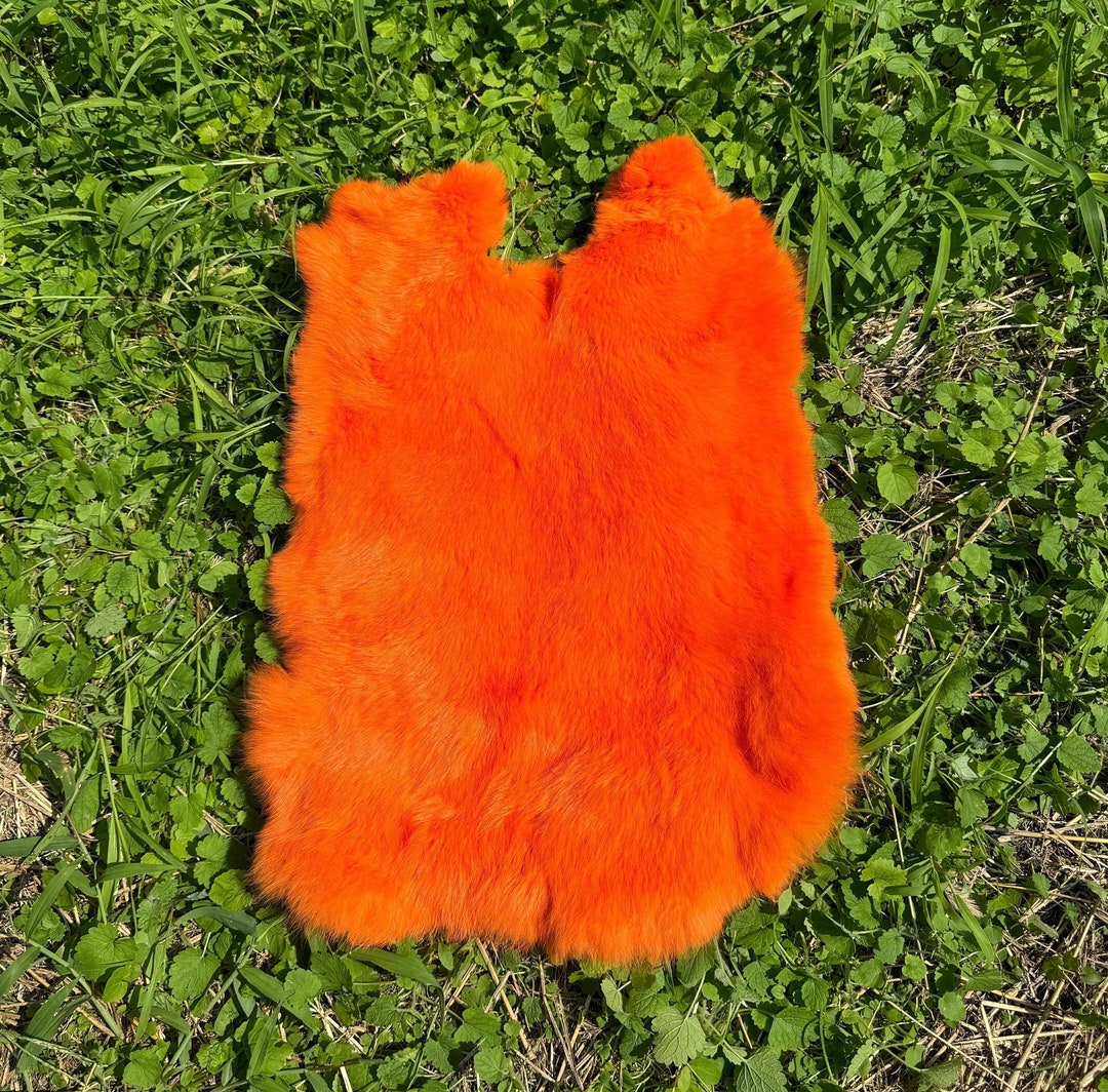 Orange Rabbit Fur Rug Rectangular Orange Color Rabbit Fur, Rare Color Fur, Fur Decor, Genuine Rabbit Fur ...