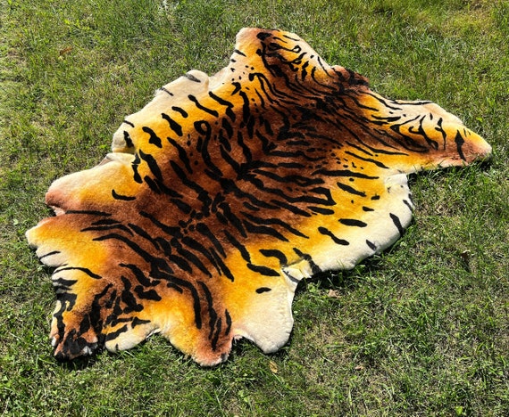 Tiger Print Sheepskin, Tibetan Tiger Rug, Genuine Sheepskin, Wild