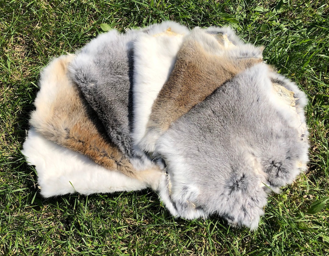 Grey Rabbit Hide Genuine Rabbit Hide, Soft Natural Fur, White Rabbit Fur, Gray Rabbit ...