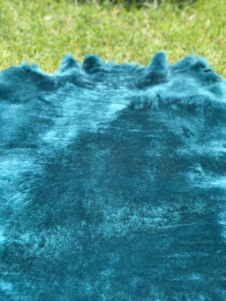 Turquoise Color Sheepskin, Throw Sheepskin, Carpet for Floor, Genuine Merino Sheepskin, Natural Soft Animal Hide, Sheep Wool, Rare Fur Color image 4