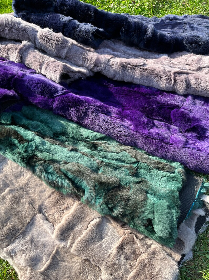 5 Different Rex Rabbit Furs, Beige Rabbit Fur, Genuine Fur Blanket ...
