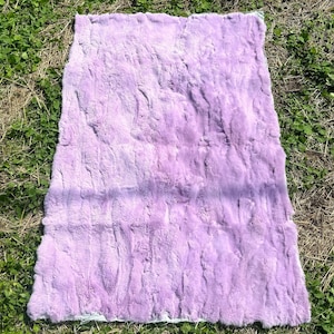 Coperta di pelliccia di coniglio lilla, coperta di pelliccia di coniglio, pellicce patchwork, morbida e soffice, pellicce di coniglio, tappeto di pelliccia di coniglio foderato, coperta di pelliccia di coniglio