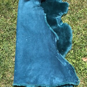 Turquoise Color Sheepskin, Throw Sheepskin, Carpet for Floor, Genuine Merino Sheepskin, Natural Soft Animal Hide, Sheep Wool, Rare Fur Color image 7