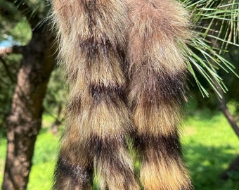 Genuine Raccoon Tail, Cosplay Costume Tail, Real Animal Tail, Fur Keychain, Accessory Fur Tail, Natural Raccoon Tail, Fluffy Fur Tail